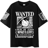 cheap Cartoon &amp; Movie Character Graphic-One Piece Monkey D. Luffy T-shirt Anime Cartoon Anime Harajuku Graphic Kawaii For Couple&#039;s Men&#039;s Women&#039;s Adults&#039; Back To School Hot Stamping