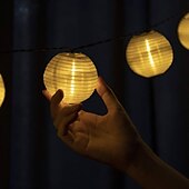 cheap Solar String Lights-Solar LED Lantern String Lights – Waterproof Outdoor String Fairy Lights 1.5M to 3M, Christmas Window Decoration Warm White Bulbs for Outdoor Garden, Party, and Patio Decor