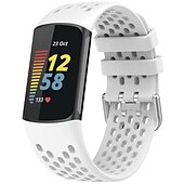 abordables Correas de reloj Fitbit-Correa de Smartwatch Compatible con Fitbit Charge 5 Silicona suave Reloj inteligente Correa Impermeable Ajustable Transpirable Correa Deportiva Reemplazo Pulsera