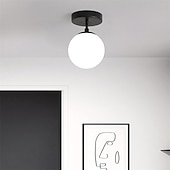 billige GCC Flushmounts og semi-flushmounts-led innfelt taklampe glass globe 1-lys svart gang taklampe minimalistisk design vintage taklamper for soverom stue foaje kjøkken (1 pakke)