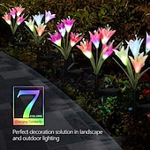 voordelige Landschapsverlichting-4-kops zonne-led leliebloemlampen, zonne-tuinverlichting voor buiten, RGB-kleur, waterdicht, 600 mAh, tuin, gazon, bruiloftsdecoratie 1/2 stuks