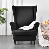 cheap Armchair Cover &amp; Armless Chair Cover-Solid Color Stretch Wingback Chair Cover Burgundy Wing Chair Slipcovers Spandex Fabric Wingback Armchair Cover with Seat Cushion Cover for Living Room BedroomFit