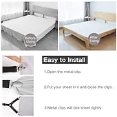 abordables Fournitures pour la maison-Lot de 4 clips de fixation pour draps de lit - sangles élastiques pour supports de draps de lit, pinces pour housses de matelas, organisateurs de couettes et de couvertures