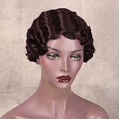 economico Parrucche di capelli veri senza cuffia-parrucche brasiliane corte dei capelli umani del taglio di pixie acconciature delle onde delle dita per le donne nere parrucche piene fatte a macchina parrucche corte