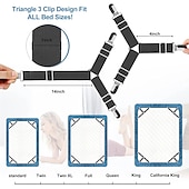abordables Fournitures pour la maison-Lot de 4 clips de fixation pour draps de lit - sangles élastiques pour supports de draps de lit, pinces pour housses de matelas, organisateurs de couettes et de couvertures