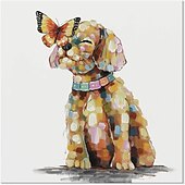 お買い得  動物画-ハング塗装油絵 手描きの 方形 動物 近代の 内枠を含めます