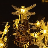 cheap Solar String Lights-Dragonfly Solar String Lights Outdoor 6.5M 30LEDs Waterproof Solar Fairy Lights 8 Modes Decorative Lights for Patio Garden Yard Fence Wedding Christmas Party Warm White RGB Multicolor