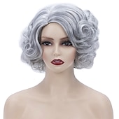 voordelige Feestpruiken-Kort Groen Groot Krullend Golvend Gelaagd Perücken voor Vrouwen Cosplay Feest Synthetisch Vezelhaar Perücken Halloween Perücken St.Patrick&#039;s Day Perücken