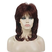 abordables Perruques Synthétiques Sans Bonnet-shaggy couches perruque longueur d&#039;épaule femmes perruque avec une frange de cheveux perruque de cheveux synthétiques de qualité supérieure pour les femmes