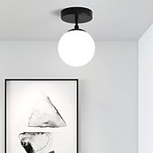 billige GCC Flushmounts og semi-flushmounts-led innfelt taklampe glass globe 1-lys svart gang taklampe minimalistisk design vintage taklamper for soverom stue foaje kjøkken (1 pakke)