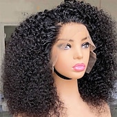 economico Parrucche lace front capelli veri-Parrucche dei capelli umani ricci crespi trasparenti pre pizzicate 4x4/13x4/13x6 parrucca frontale in pizzo jerry ricci parrucca dei capelli umani per le donne 12-30 pollici