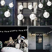 cheap Solar String Lights-Solar String Lights LED Outdoor Lights 6.5m 30 LEDs Set Mounting Bracket Warm White Wedding Party Holiday Patio Garden 3V