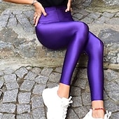 cheap Plain Leggings-Women&#039;s Normal Tights Leggings Fashion Full Length Mid Waist Plain Comfort Micro-elastic Party Valentine&#039;s Day Casual Black White Pink Wine Summer Spring &amp;  Fall Slim