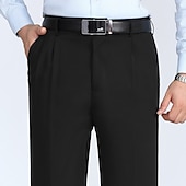 Voor heren Pakken Broek Geplooide broek Vetoketju Zak Recht been Effen Comfort Ademend Enkellengte Bruiloft Kantoor Werk Modieus Chique en modern Grijs Groen Rokerig grijs Micro-elastisch voordelige Loszittend-Voor heren Pakken Broek Geplooide broek Vetoketju Zak Recht been Effen Comfort Ademend Enkellengte Bruiloft Kantoor Werk Modieus Chique en modern Grijs Groen Rokerig grijs Micro-elastisch