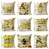 abordables style floral &amp; végétal-été abeille double côté housse de coussin 1 pc doux décoratif carré taie d&#039;oreiller taie d&#039;oreiller pour chambre salon qualité supérieure lavable en machine intérieur coussin pour canapé canapé lit