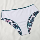 billige Bikinisett-Dame Normal Badetøy Bikini 2 stk Frekk Badedrakt 2 deler Åben Ryg Sexy Printer Høy midje Ferie Mote Blomstret Blader Med stropper Ermeløs Badedrakter