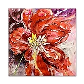 お買い得  花/植物画-ハング塗装油絵 手描きの 方形 静物画 花柄 / 植物の 近代の 内枠を含めます