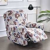 cheap Recliner Chair Cover-Stretch Recliner Covers Slipcover Graphic Print Anti-Slip Fitted Cover Couch Furniture Protector with Elastic Bottom(Include 1 Backrest Cover, 1 Seat Cover, 2 Armrest Cover)