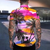 economico Piante tropicali-Per uomo Albero di cocco Paesaggi Piante tropicali Camicia Camicia hawaiana Camicia Aloha Manica corta Camicia Collo ripiegabile Di tendenza Hawaiano Originale Esterno Strada Informale Bianco + rosso