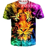 billiga Pojkens 3D-djur-Barn Pojkar T-shirt Kortärmad 3D-tryck Tiger Djur Crewneck Regnbåge Barn Blast Vår Sommar Aktiv Mode Dagligen Dagligen Utomhus Normal 3-12 år