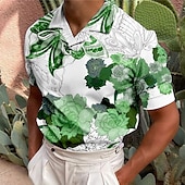 economico Polo hawaiana da uomo-Per uomo Floreale Magliette polo Polo hawaiane Camicia da golf Golf Manica corta Camicia Collo ripiegabile Informale Giornaliero Stampa 3D Blu Viola Marrone Verde Stampa Bottone giù Abbigliamento Di