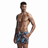 preiswerte Boxer-Badehose für Herren-SEOBEAN® Herren Bademode Surfshorts Badehose Schwimmshorts kurz Rasche Trocknung Surfshorts Badeanzug Mit Taschen Kordelzug Schwimmen Surfen Strand Wassersport Bedruckt Frühling Sommer