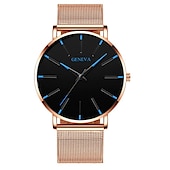 economico Orologi al quarzo-Orologio al quarzo di Ginevra per uomini orologio minimalista ultra sottile in acciaio inossidabile orologio elegante da uomo orologio al quarzo business casual