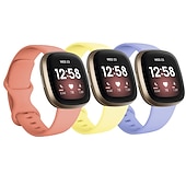 economico Cinturini per orologi Fitbit-3 pezzi Cinturino per orologio  per Fitbit Versa 3 Sense Silicone morbido Sostituzione Cinghia Da donna Da uomo Impermeabile Cinturino sportivo Polsino