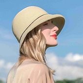 cheap Party Hats-Bohemian Beach Straw Hats with Beading / Color Block 1pc Party / Evening / Casual Headpiece