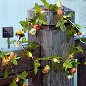 economico Striscie luci ad energia solare-luci solari a forma di foglia di edera, luci a forma di foglia di rosa, luci a sospensione a LED per esterni, artificiali per San Valentino, recinzione da giardino, decorazione da appendere alla parete, illuminazione, luce impermeabile