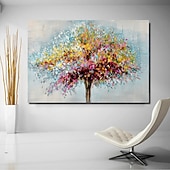 cheap Floral/Botanical Paintings-Handmade Oil Painting CanvasWall Art Decoration Abstract Knife Painting Landscape Tree For Home Decor Rolled Frameless Unstretched Painting