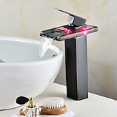 abordables Classiques-Robinet lavabo - Jet pluie Plaqué Set de centre Mitigeur un trouBath Taps / Laiton