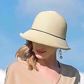 cheap Party Hats-Bohemian Beach Straw Hats with Beading / Color Block 1pc Party / Evening / Casual Headpiece