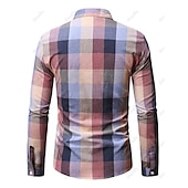preiswerte Button-Down-Hemden für Herren-Herren Hemd mit chinesischem Kragen Hemd mit Stehkragen Kleidhemd Kariertes Hemd Hemd ohne Kragen Grafik Hochzeit Outdoor Purpur Langarm Umlegekragen Frühling &amp; Herbst Bekleidung Druck