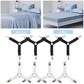 abordables Fournitures pour la maison-Lot de 4 clips de fixation pour draps de lit - sangles élastiques pour supports de draps de lit, pinces pour housses de matelas, organisateurs de couettes et de couvertures