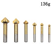 voordelige boor set:-ronde schacht 6 stks/set 3 fluit hss harde metalen drie rand afschuining afkanten frees cutter bit verzinkboor
