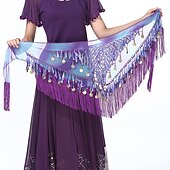 billige Magedanskostyme-Magedans Dansetilbehør Belte Glimmer Holder Ledning Dusk Dame Trening Ytelse Høy Paljetter Polyester