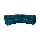 abordables Fauteuils inclinables, à oreilles-Housses de canapé inclinables en forme de L, housses de canapé d&#039;angle bordeaux en velours extensible pour canapé inclinable, lavables et douces (housse de dossier 4 pièces)&amp;amp;housse de siège, 1