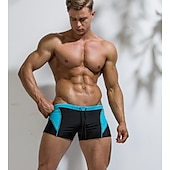baratos calções de banho e calções de surf-Homens Calção Justo de Natação Shorts de Natação Secagem Rápida Leve Bermuda de Surf Roupa de banho Com Cordão Natação Surfe Praia Esportes Aquáticos Retalhos Verão