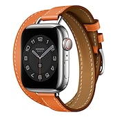 رخيصةأون عصابات Apple Watch-جولة مزدوجة متوافق مع Apple Watchband 38 مم 40 مم 41 مم 42 مم 44 مم 45 مم 49 مم مشبك معدني قابل للتعديل جلد اصطناعي استبدال حزام الساعة إلى iwatch Ultra 2 Series 9 8 7 SE 6 5 4 3 2 1