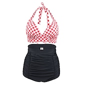 billiga vintage badkläder-Polka Dot Retro / vintage Femtiotal Badkläder Bikini Baddräkt Maskeradkläder Dam Maskerad Fest / afton Möhippa Vuxna Topp Shorts