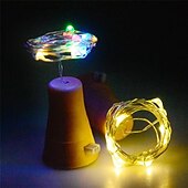 cheap Solar String Lights-1pc 10LED 1m Solar Wine Bottle Stopper Copper Fairy Strip Wire Outdoor Party Decoration Novelty Night Lamp DIY