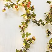 economico Striscie luci ad energia solare-luci solari a forma di foglia di edera, luci a forma di foglia di rosa, luci a sospensione a LED per esterni, artificiali per San Valentino, recinzione da giardino, decorazione da appendere alla parete, illuminazione, luce impermeabile