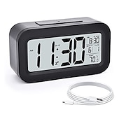 abordables Decoración y lámparas de noche-reloj inteligente led electronic digital alarm clock recarga escritorio reloj temperatura lazy snooze alarm mute retroiluminado reloj electrónico reloj digital