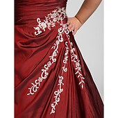 cheap Plus Size Dresses-Ball Gown Plus Size Dress Prom Formal Evening Floor Length Sleeveless Strapless Taffeta with Beading Appliques 2024