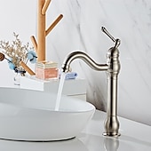 economico Classici-Rubinetto Lavabo Bagno Ottone Antico/Orb/Nichel Spazzolato Girevole Monocomando Rubinetti Vasca Monoforo