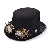 baratos Conjuntos-Conjuntos com fraque, cartola steampunk com óculos removíveis, 2 peças, retrô, vintage, punk, gótico, medieval, sobretudo, agasalhos, mulheres, adultos, plus size, fantasia de cosplay, halloween,