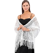 cheap Shawls-Shawl &amp; Wrap Shawls Women&#039;s Wrap Elegant Bridal Sun Protection Sleeveless Lace Fall Wedding Wraps With Lace For Wedding Summer