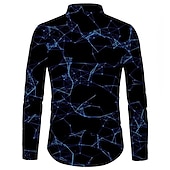economico Musica e Chitarre-Per uomo Geometria Camicia Camicia con Bottoni Manica Lunga Moda Designer Casual All&#039;aperto Casuale Ferie Estate Primavera Collo ripiegato Stampato Bottonato Blu