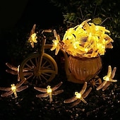 cheap Solar String Lights-Dragonfly Solar String Lights Outdoor 6.5M 30LEDs Waterproof Solar Fairy Lights 8 Modes Decorative Lights for Patio Garden Yard Fence Wedding Christmas Party Warm White RGB Multicolor